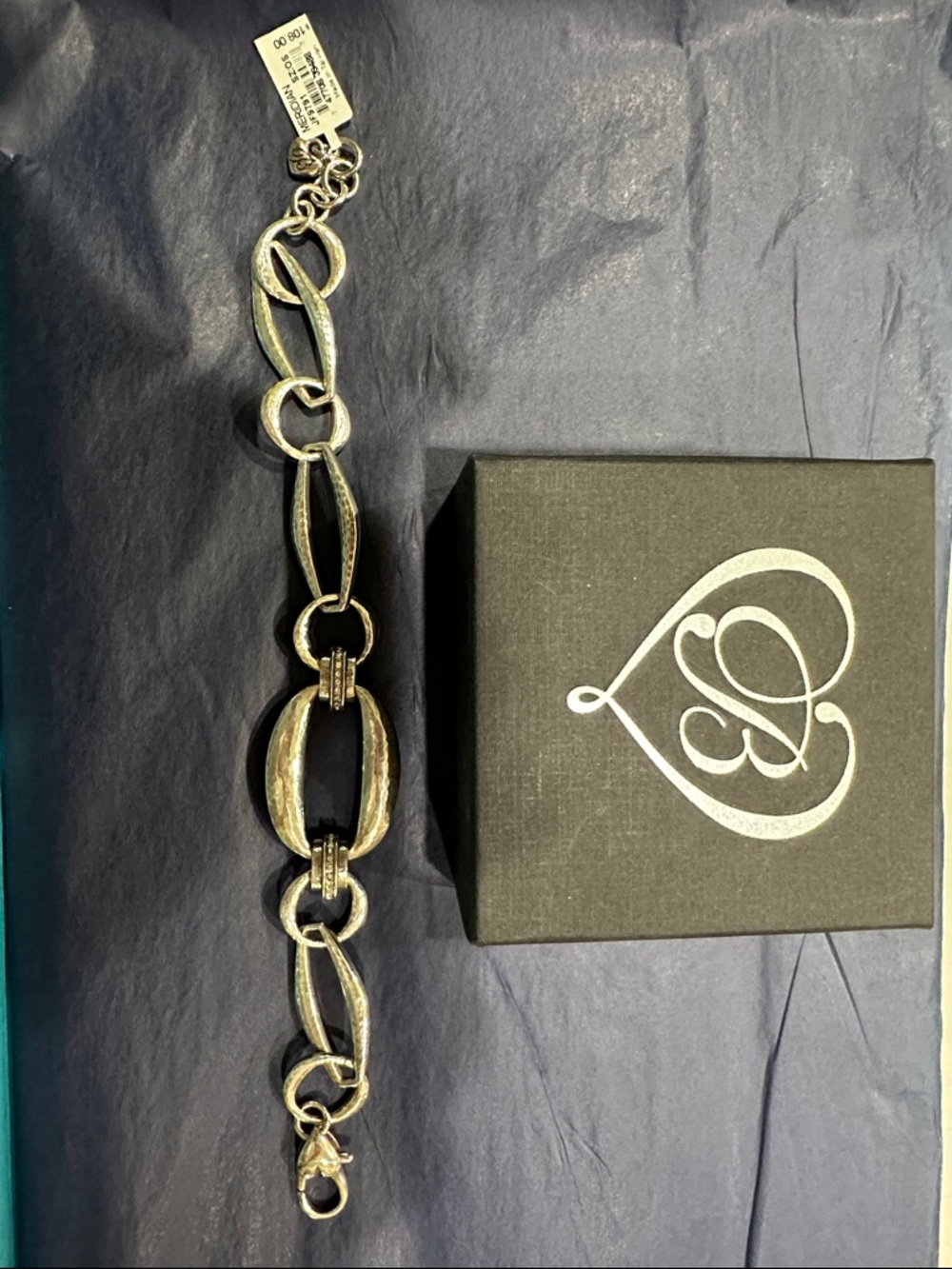 Brighton Textured Silver Link Bracelet with Monogram Box